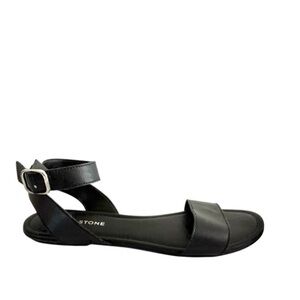 Sun + Stone Ankle Strap Flat Sandals Black Size 9